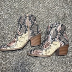 never worn snakeskin ankle booties